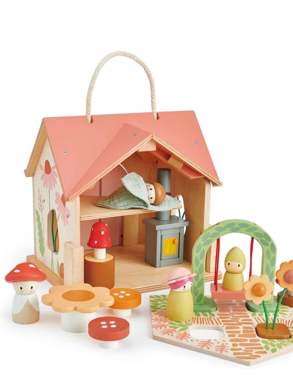 Portable Wooden Dollhouse Cottage - Picture 2 of 4